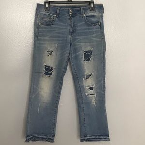 AE distressed artist crop jeans